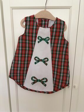 The Beaufort Bonnet Company Plaid Bow Apron Dress